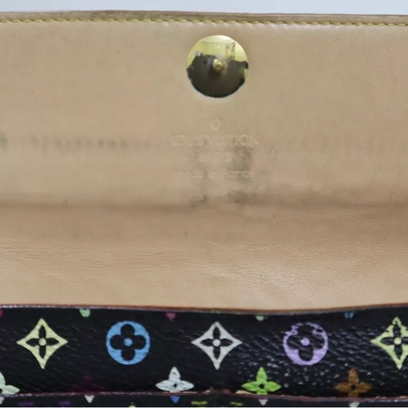 Louis-Vuitton Long Wallet Black Multicolor Porte Monet Monogram Authentic USED - Picture 9 of 14